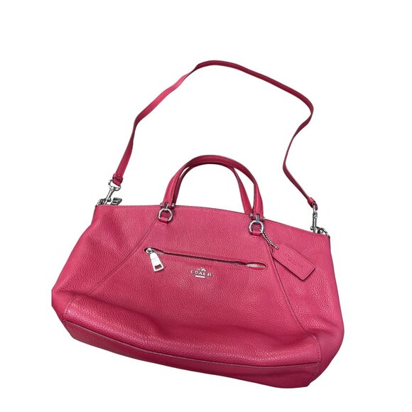 Coach Edie Womans Red Leather Pebbled Crossbody Handbag SKU 9496 - Picture 1 of 16